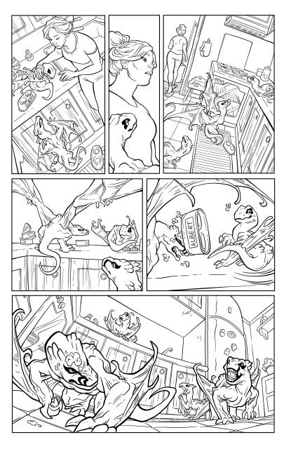Dragons by the Yard #3, Page 4; inked by Laurie Foster